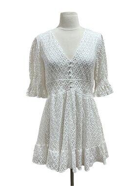 Fate White Lace Empire Waist Dress Size Medium